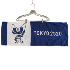 Tokyo 2020 Official Olympics Towel Blue White 12.5x33 Anime Mascot Logo